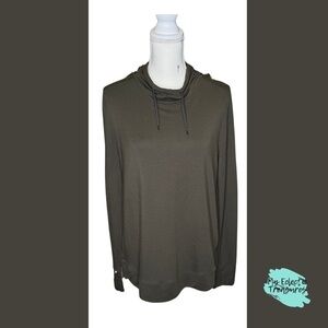 Green Relaxed Long Sleeve Hoodie Top Size Large